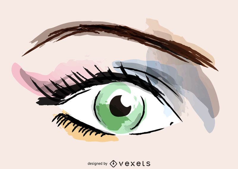 Watercolor eye makeup illustration Watercolor eye makeup illustration