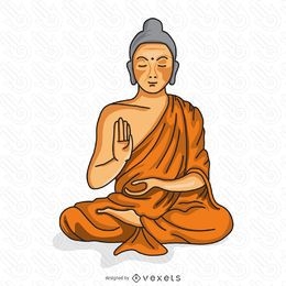 Monje budista meditando ilustración