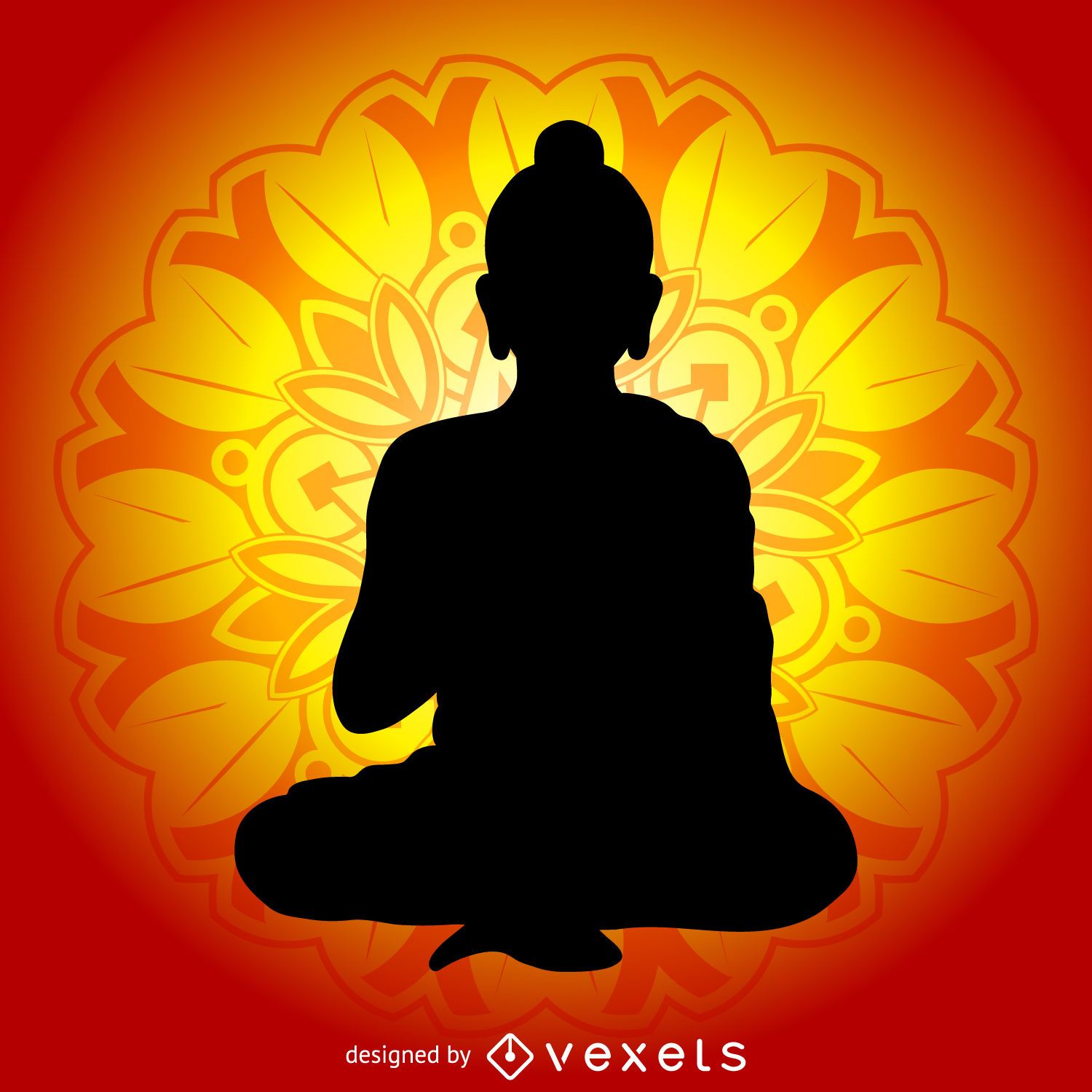 Download Buddha Illustration With Mandala - Vector Download