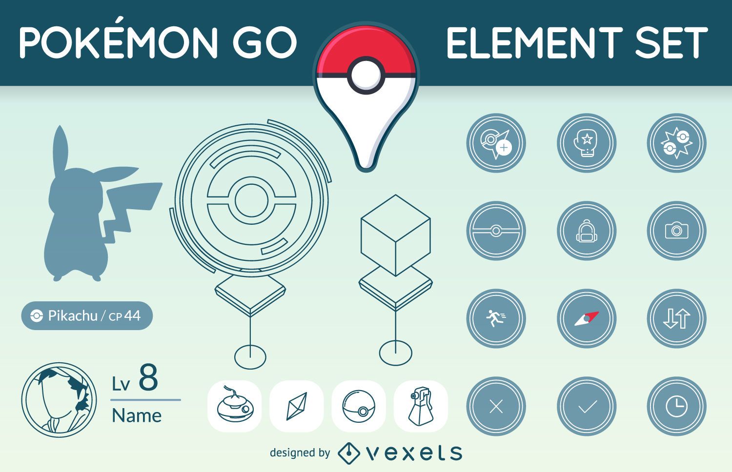 Conjunto de elementos Pokémon GO