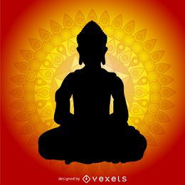 Buddhism silhouette with mandala