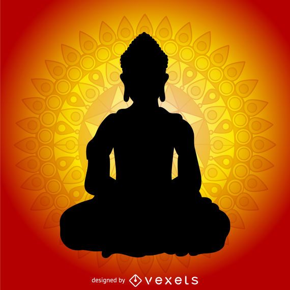 Buddhism silhouette with mandala Buddhism silhouette with mandala