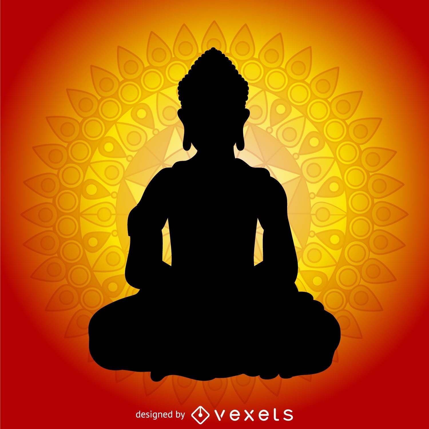 Buddhismus-Silhouette mit Mandala