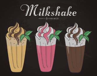 Milkshake illustration set