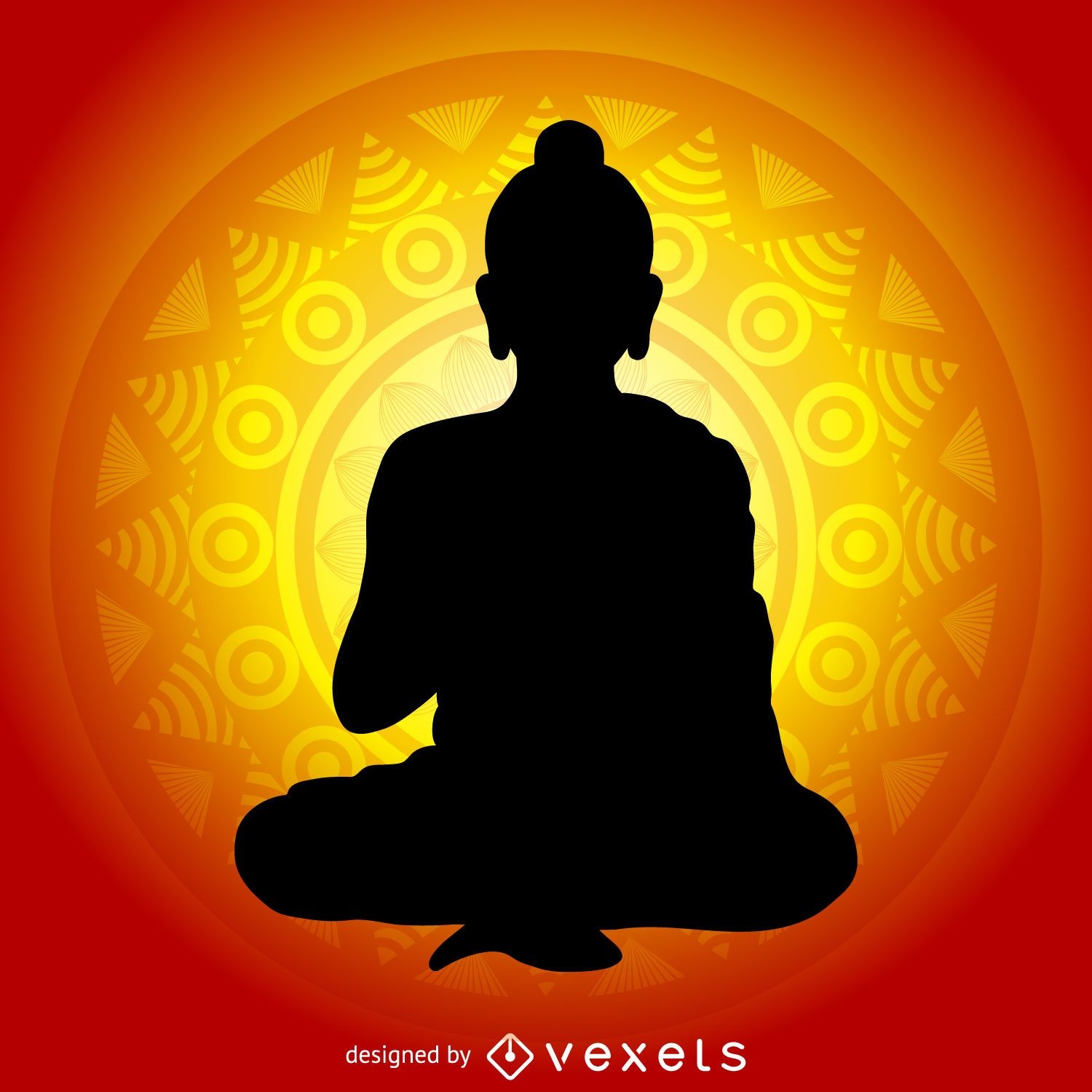 Download Buddha Silhouette Along Mandala - Vector Download