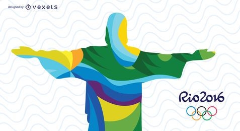 Diseño abstracto de Cristo redentor de los Juegos Olímpicos de Río