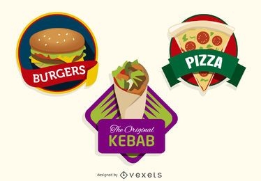 3 logos coloridos de comida rápida