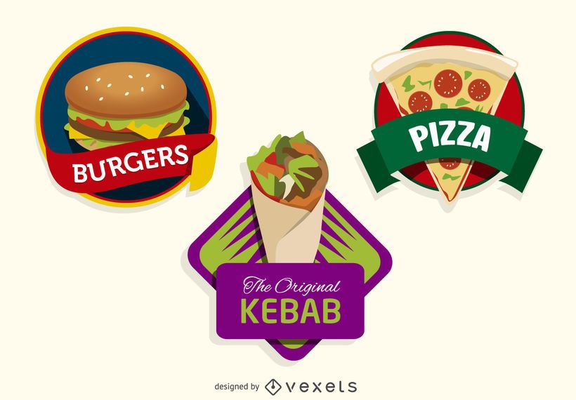 3 logotipos coloridos de fast food 3 logotipos coloridos de fast food