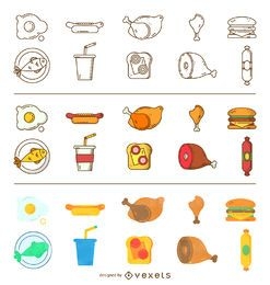 Drei Arten Lebensmittel Icon Set