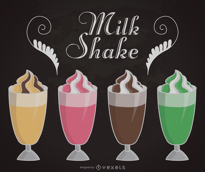 ilustraciones de batidos de leche establecen ilustraciones de batidos de leche establecen