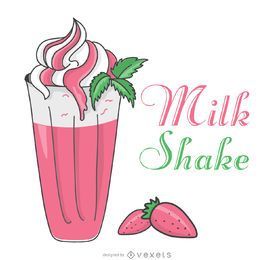 Strawberry milkshake illustration