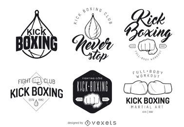 Colección de plantillas de logotipos de kick-boxing