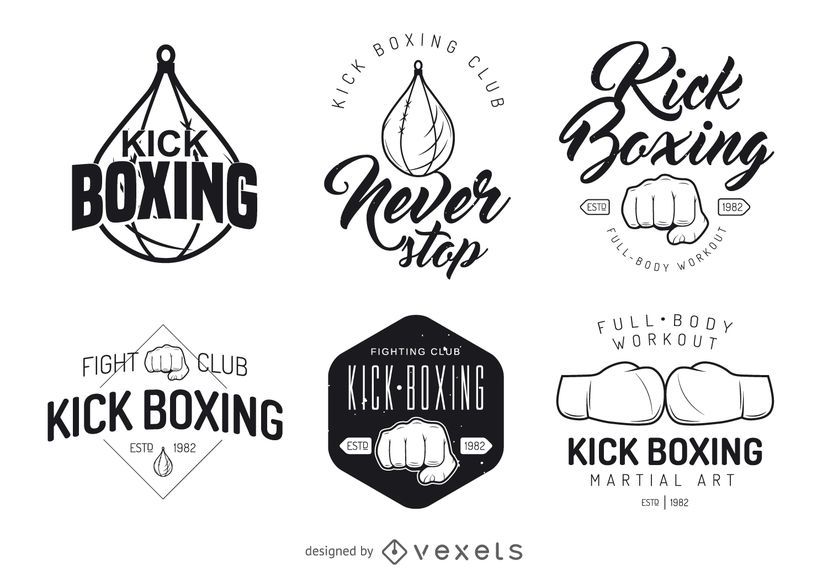Colección de plantillas de logo de kickboxing Colección de plantillas de logo de kickboxing