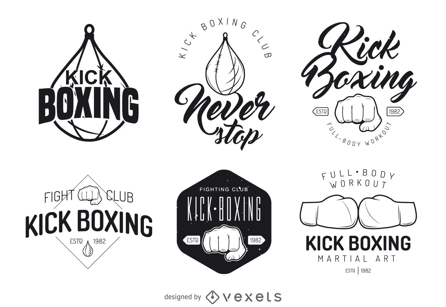 Coleção de modelos de logotipo Kick-boxing