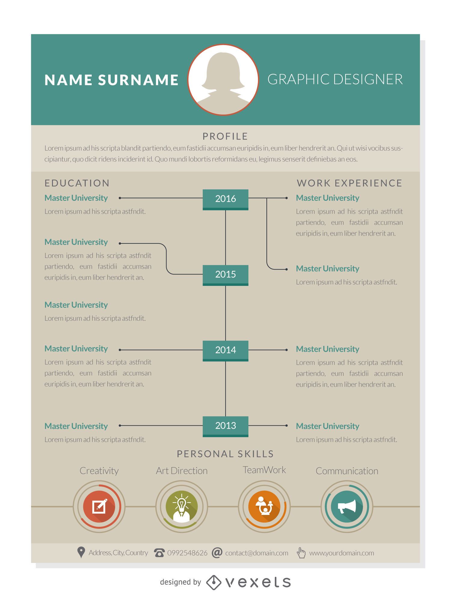 Timeline Resume Template Vector Download