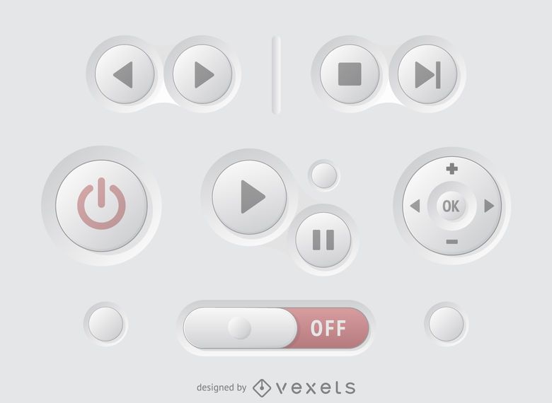 Realistic multimedia user interface buttons Realistic multimedia user interface buttons