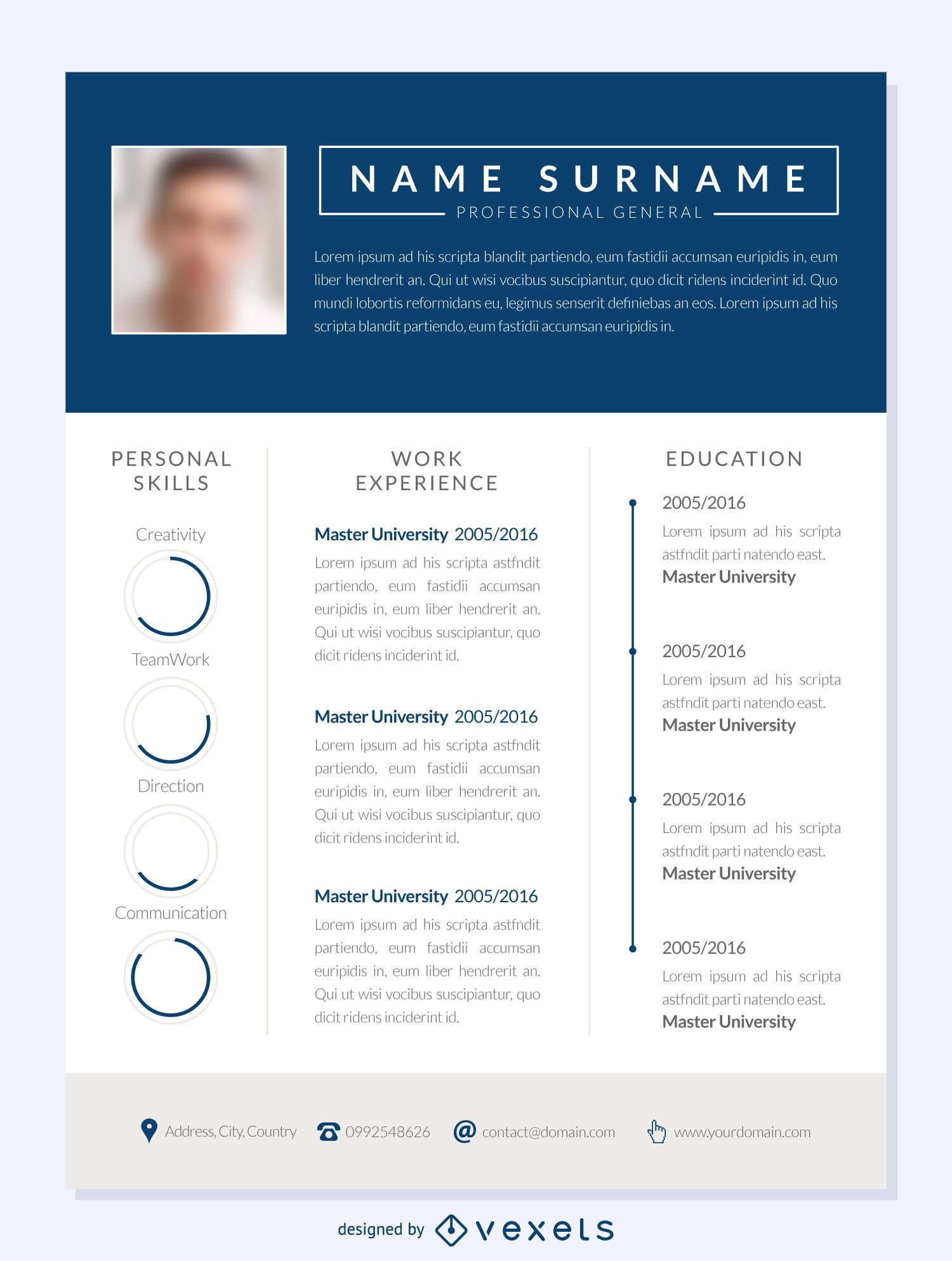 Blue columns resume template