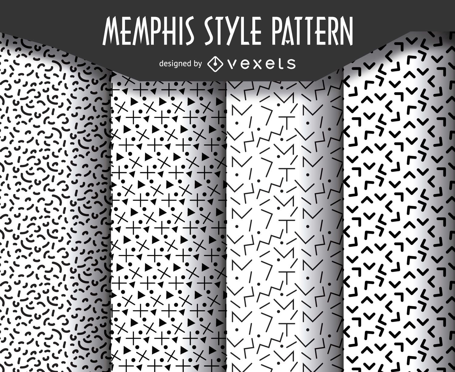 Geometrischer Memphis-Stil-Mustersatz