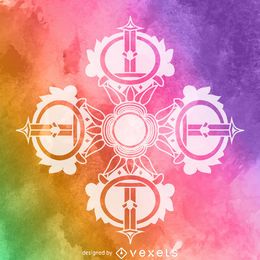 Watercolor Dorje Cross Symbol Vector Download