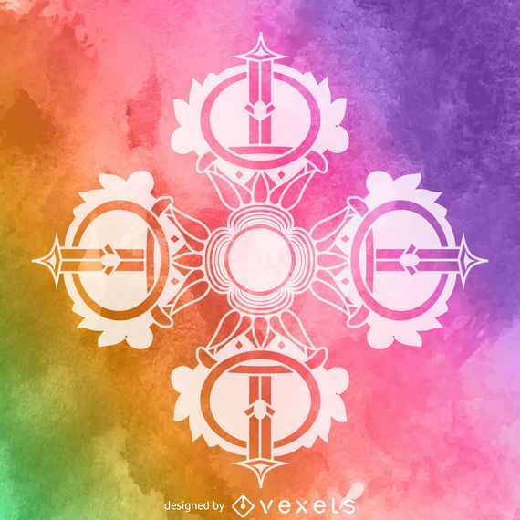 Acuarela dorje cruz símbolo Acuarela dorje cruz símbolo