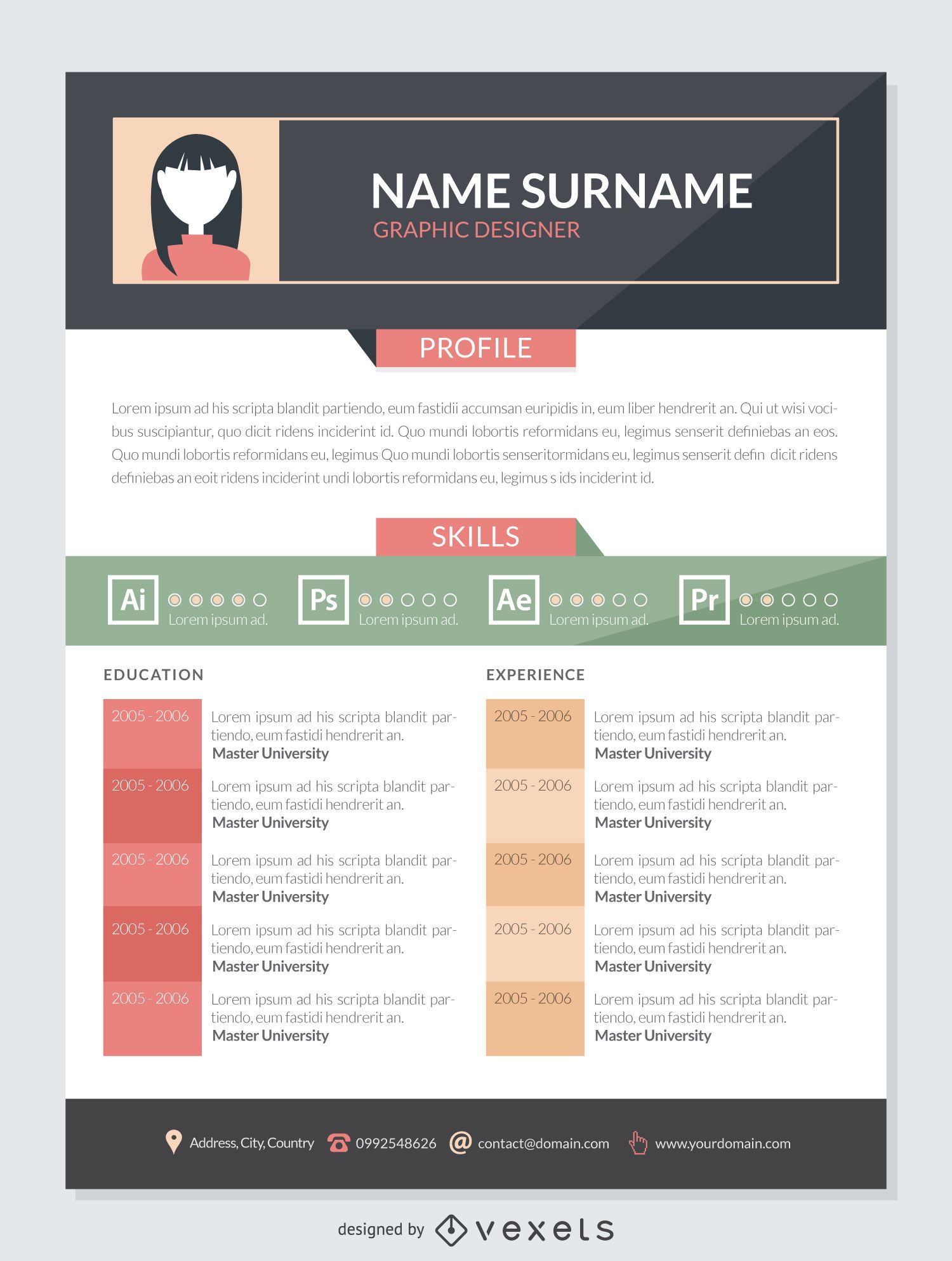 Graphic Designer Resume Template - Vector Download