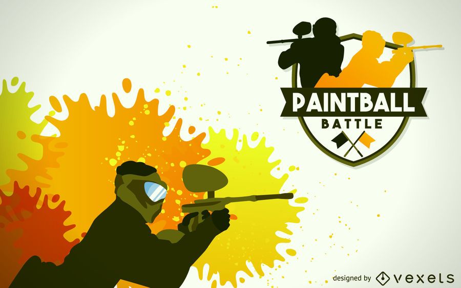 Distintivo de ilustração de jogador de paintball Distintivo de ilustração de jogador de paintball