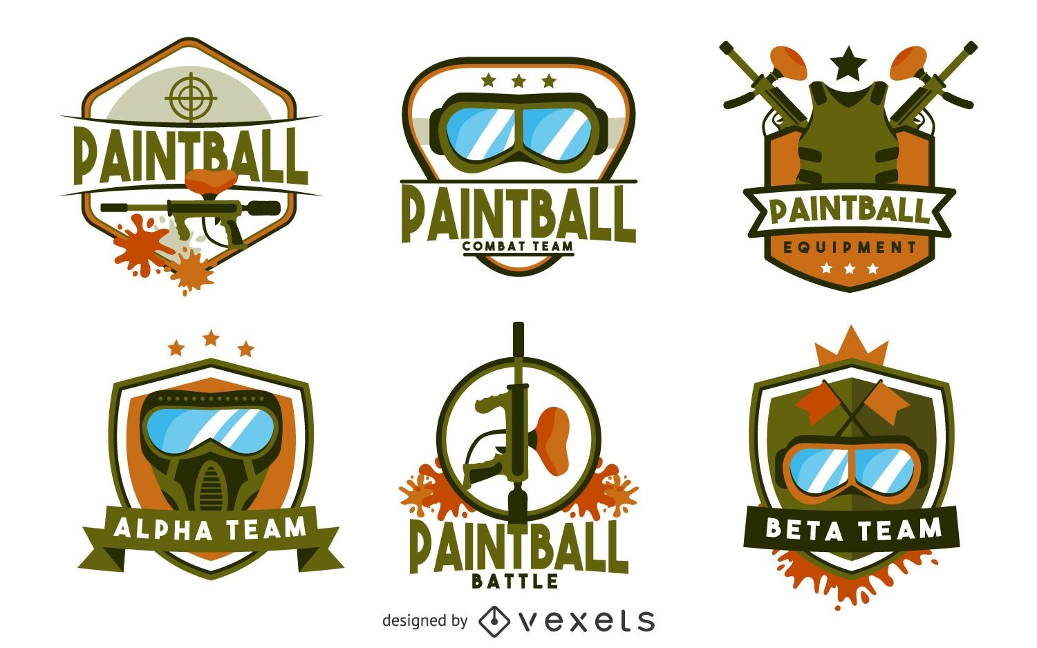Plantilla de logotipo de insignia de paintball