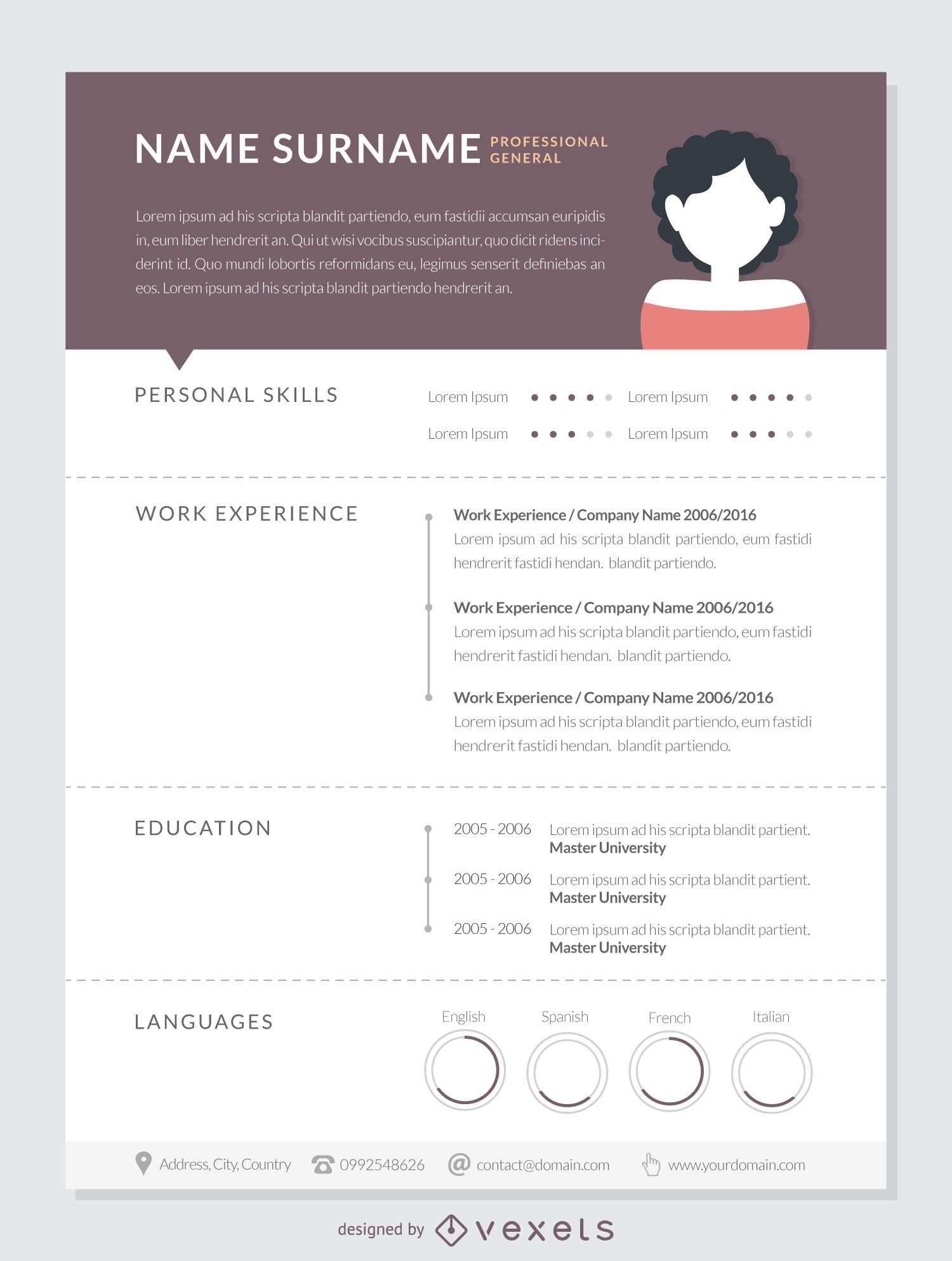 Professional curriculum template