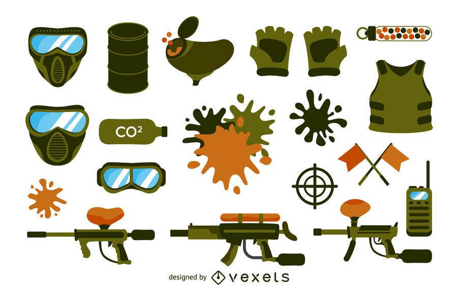 Paintball equipment element set Paintball equipment element set