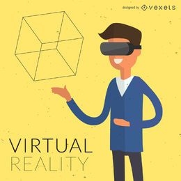 Ilustración de realidad virtual plana