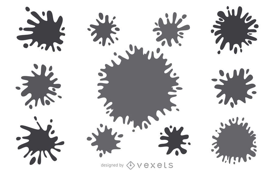 Conjunto de splatter de tinta cinza Conjunto de splatter de tinta cinza