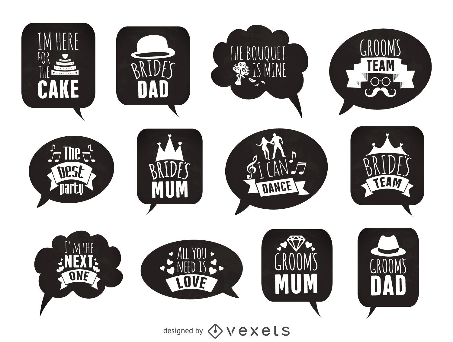 Download Wedding Stickers Props Set - Vector Download