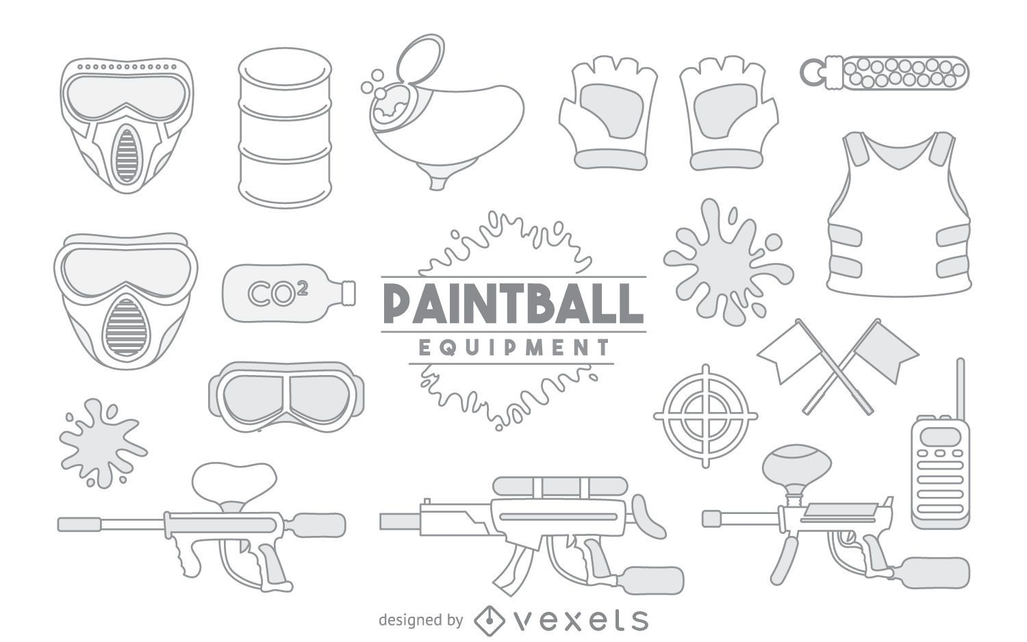 Conjunto de elementos de trazo de equipo de paintball