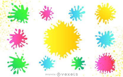 Colorful paint splatter set Colorful paint splatter set