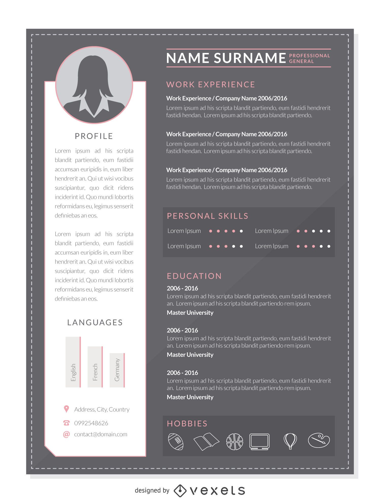 Professional CV mockup template - Vector download