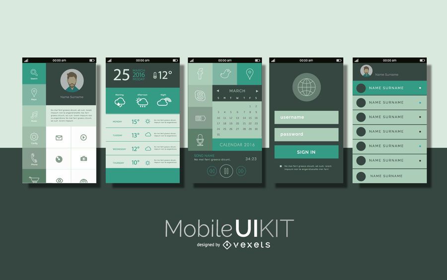 Mobile UI Interface Kit Vector Download