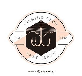 Modelo de logotipo de etiqueta de anzol de pesca