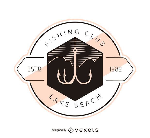 Fishing hook label logo template Fishing hook label logo template