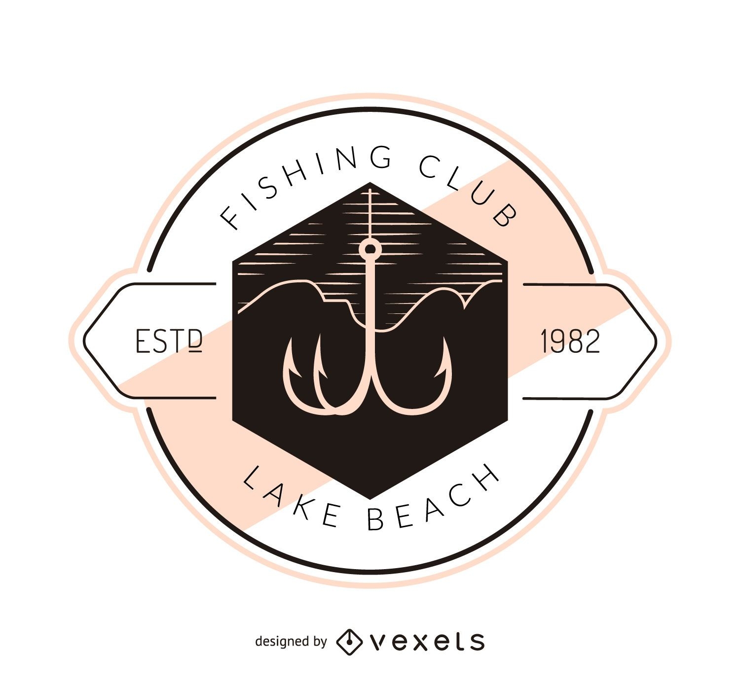 Fishing hook label logo template