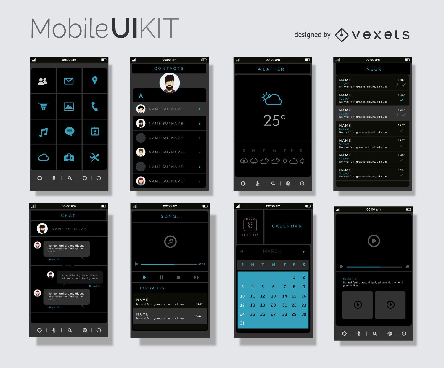 Kit De Diseños De Interfaz De Usuario Móvil Descargar Vector