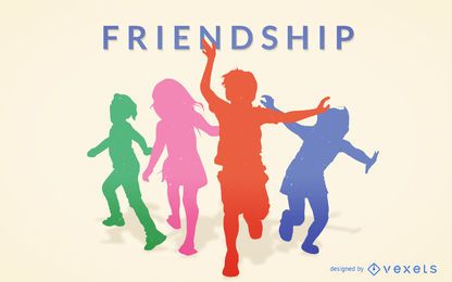 Colorful friendship silhouette Colorful friendship silhouette