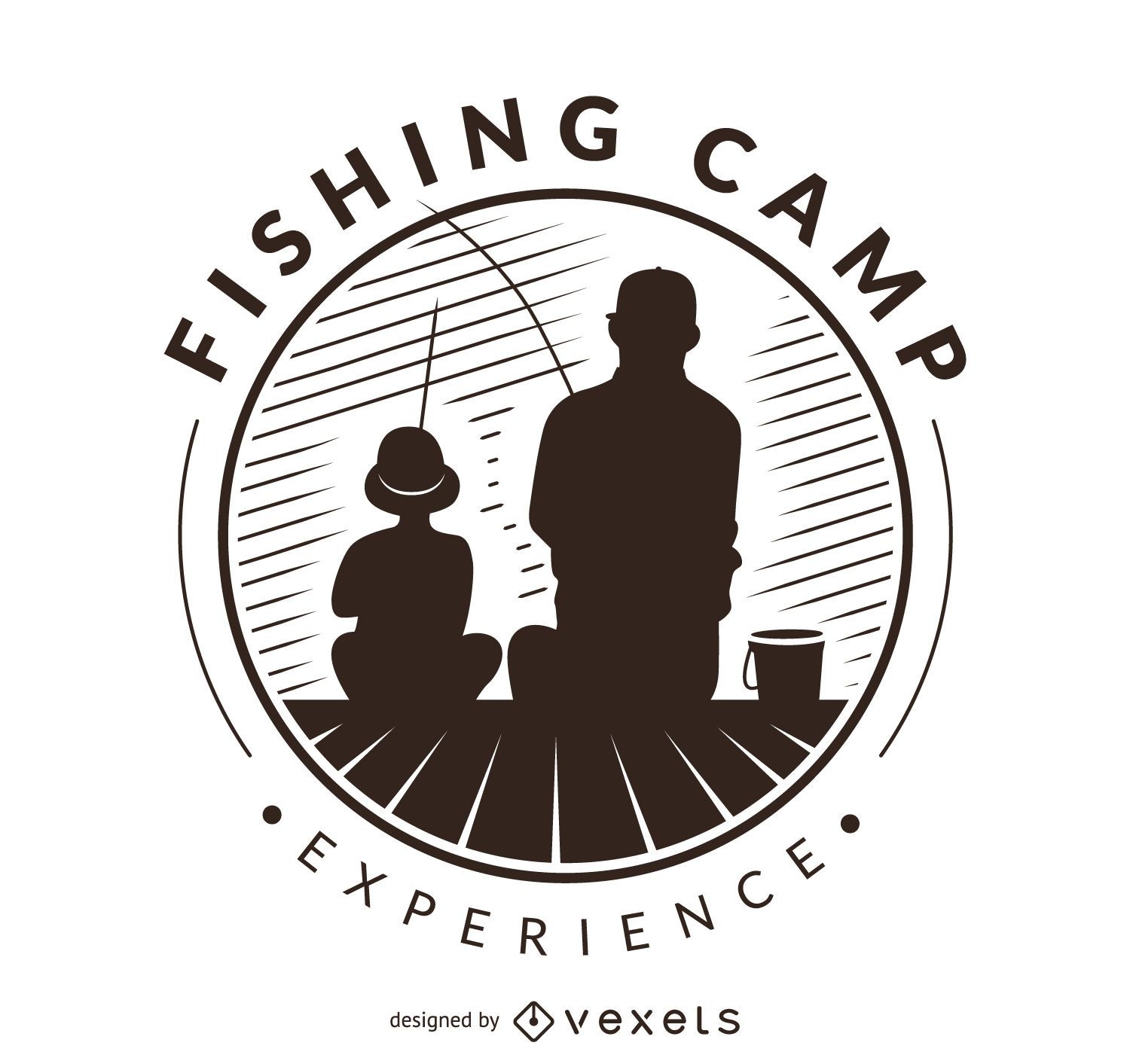 Plantilla de logotipo de etiqueta de siluetas de pesca