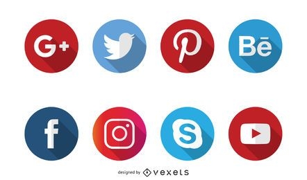 Ícones de longa sombra de mídia social