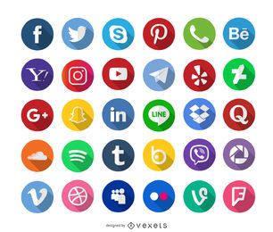 Social media long shadow icons Social media long shadow icons