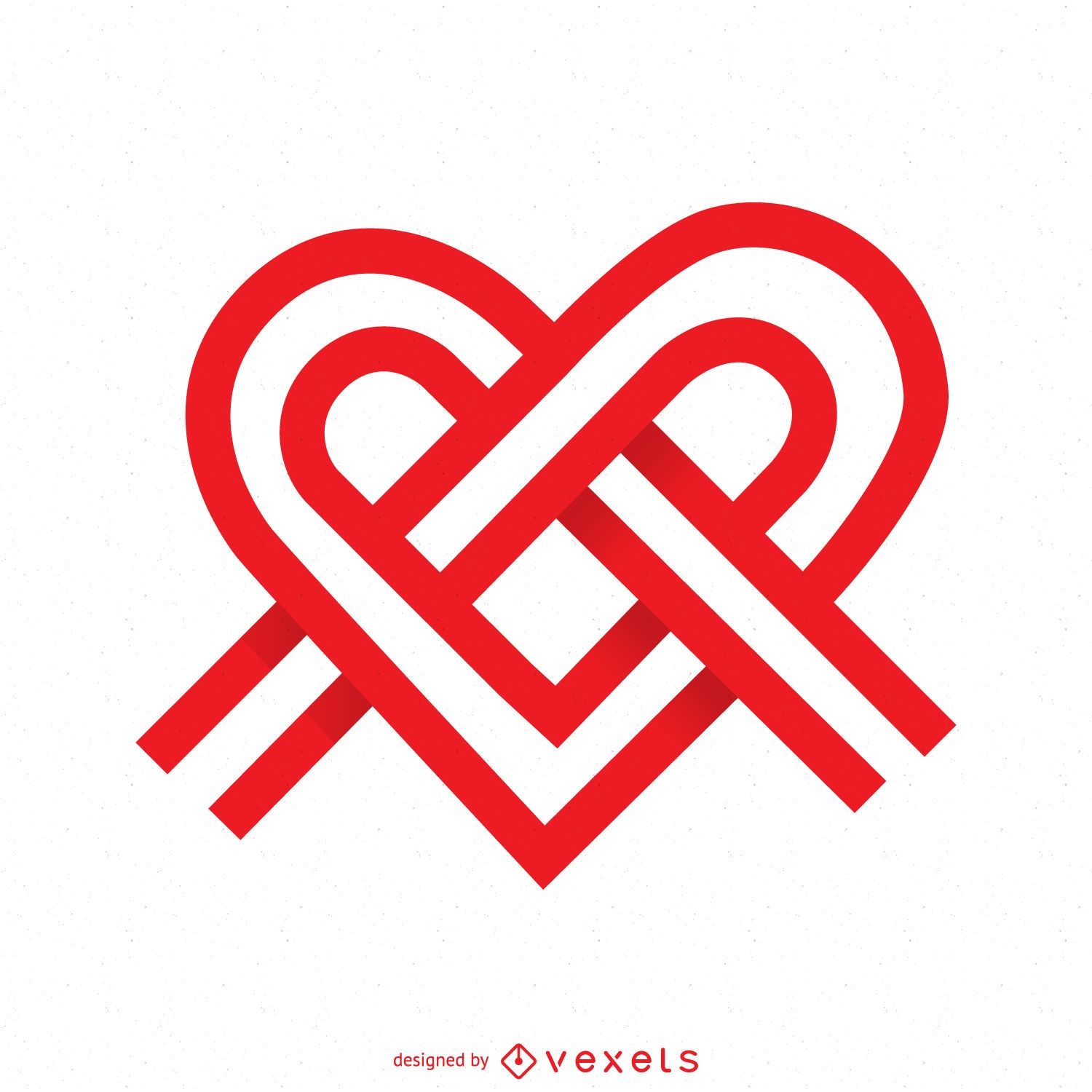 Modelo de logotipo de coração de nó de fita