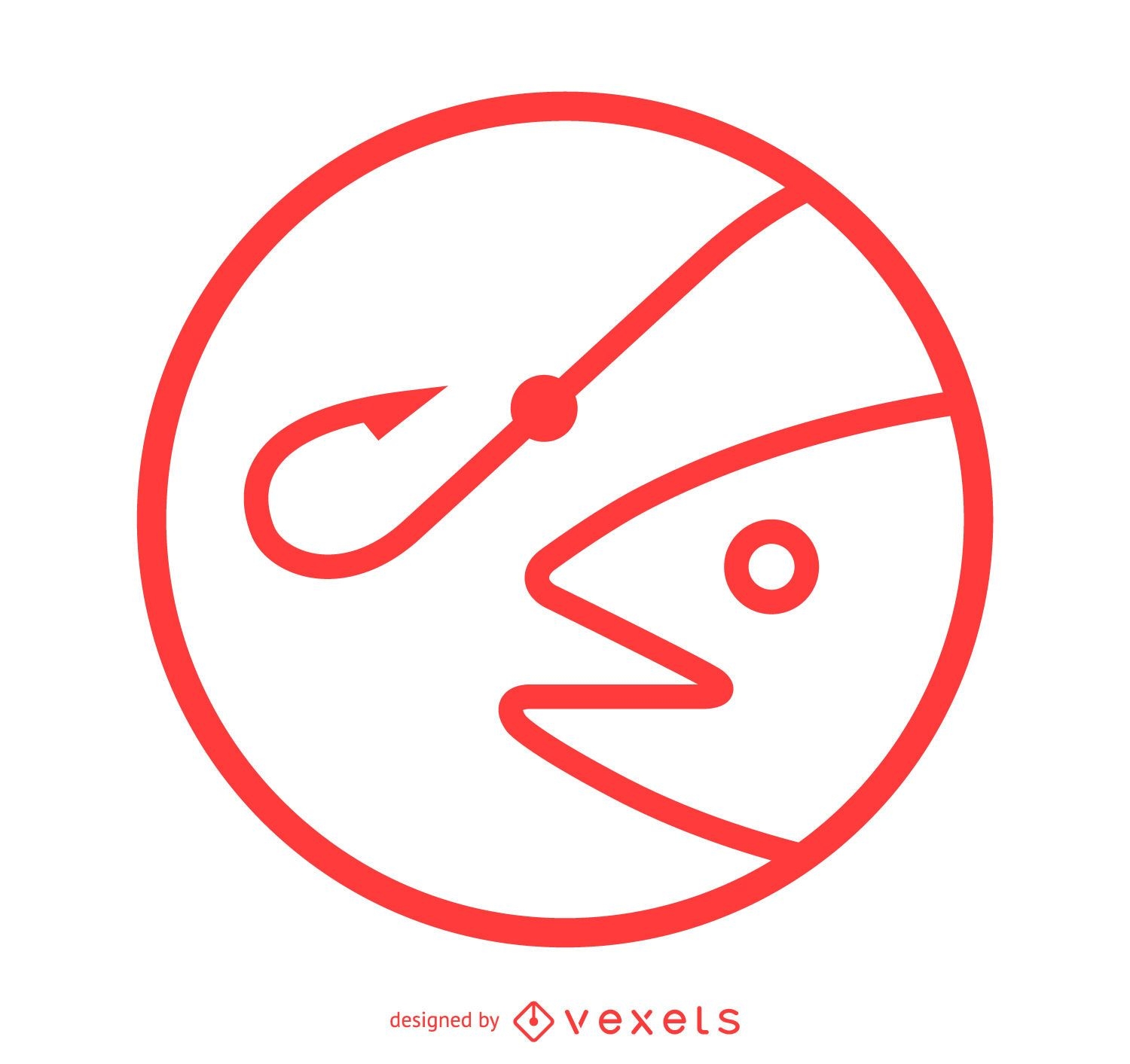 Plantilla de etiqueta de logotipo de icono de pesca