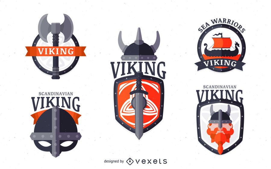 Vikings label emblem set Vikings label emblem set