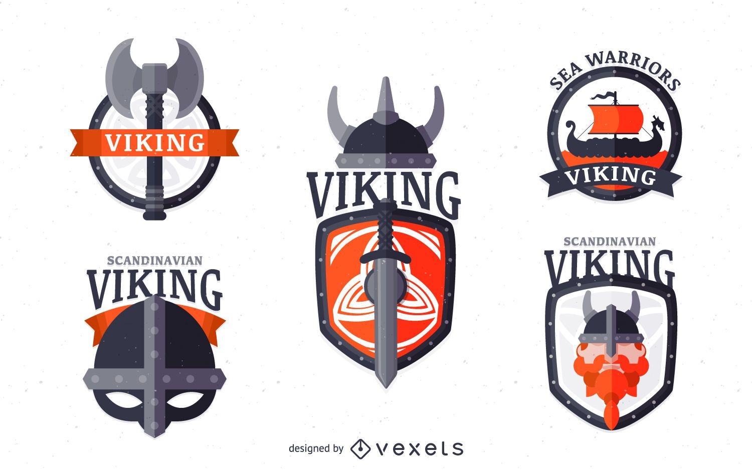 Conjunto de emblema de etiqueta vikingos