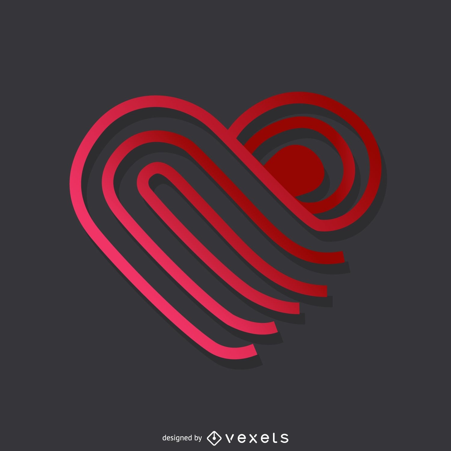 Plantilla de logotipo de corazón de líneas de degradado