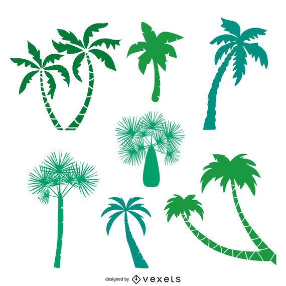 Green palm trees silhouettes pack Green palm trees silhouettes pack